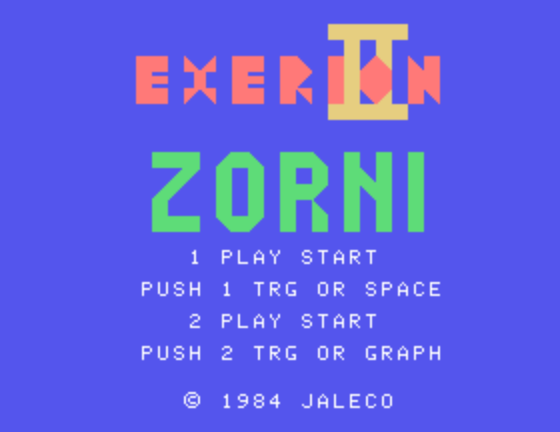 Exerion II - Zorni Title Screen